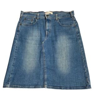 Vintage Levi Strauss Blue Denim A-Line Jean Skirt Size 8 Western Rodeo Y2K